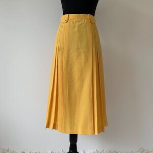 Vintage Gerard Pasquier Yellow A-Line Pleated Skirt - Size 46